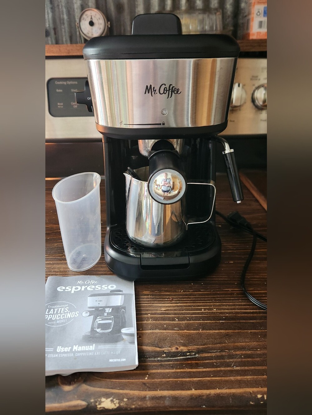 Mr. Coffee Black and Stainless Steel Espresso Machine